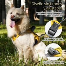 Pechera para Perro Chico Mediano Grande, Arnés para Perros Ajustable Reflectante Sin Tirones con Bolsa de Almacenamiento y Asa de Control para Caminar Viajar Entrenar Perros Accesorios - Amarillo - Ver 2