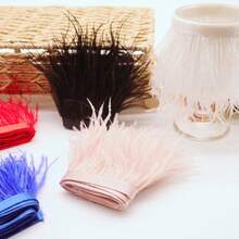 1M 8-10cm White Black Peacock Blue Ostrich Feather Trim - 3 Colors Artificial Feathers For DIY Crafts, Costumes, Wedding & Party Decorations