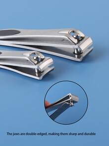 2pcs Silver Nail Clippers Set, Large & Small Size, Nail Trimmer Suitable For Men And Women