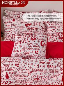 1 pieza Funda de cojín con palabras navideñas impresas, suave y transpirable, funda de almohada sin relleno, adecuada para Navidad y uso diario en sala de estar, dormitorio, sofá, decoración del hogar, funda de cojín para coche, lavable a máquina. Para ropa de cama del hogar y artículos esenciales para dormitorio, certificado Oeko-Tex