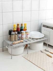 Multi-Functional Shoe Rack, Two-Layer Extendable And Tiered Storage Rack, Shoe Storage Rack, Wardrobe Storage Tiered Partition, Space-Saving Kitchen Storage Rack, Suitable For: Shoe Storage, Kitchen Storage, Wardrobe Storage. - Multicolor - View 5