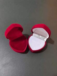 1PC Velvet Single Ring Display Box, Heart-Shaped Design Engagement And Wedding Ring Box, Valentine's Day Gift, Summer Essentials, Women's Storage Box, Gift For Travel Back To School