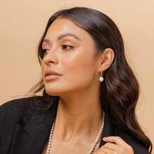 arete de plata de ley con perlas de imitación - 6 mm - Ver 4