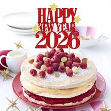 1Pc Happy New Year Cake Topper,Hello 2026,Cheers 2026,Welcome 2026,2026 Happy New Year Decorations, New Years Eve Party Decoration Supplies