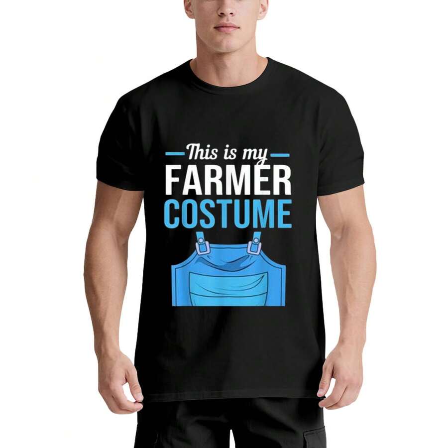 Camiseta de disfraz de granjero de Halloween, este es mi granjero. 100% Algodón. Regalo para hombres, mujeres, papá, mamá y amigos. Tallas S-XXXL. Negro - Negro - Ver 1