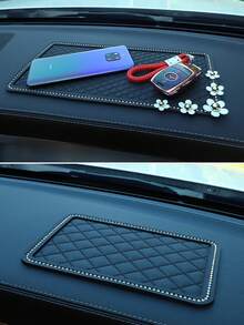 1 件装汽车硅胶 PVC 防滑垫，耐热手机防滑垫 - 黑色 - 查看 2