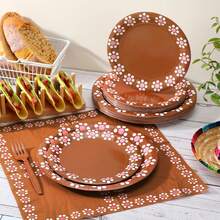 96 Pcs Mexican Party Supplies Platos De Barro Mexicanos Fiesta Paper Plates Napkins Forks Cielito Lindo Tableware Set For Picnic Birthday Wedding Baby Shower Decorations, Serve 24(Pink) - Hot Pink - View 5