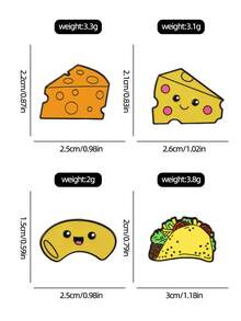 1/4pcs Cartoon Cheese Brooch, Luxurious Realistic Food Lapel Pin, Alloy Resin Cartoon Clothing & Bag Decor Badge