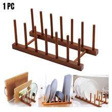 Bamboo Wooden Dish Drying Rack, Vertical Pot Lid Plate Organizer Holder For Cabinet Space Saver, Cutting Board Rack Stand, Pot Lid Holder Kitchen Cabinet Organizer Dish Drying Rack, Baking Pan Drainer, Detachable Book Storage Holder For Office Home Organization And Display, Home Decor, Party & Christmas Storage - 彩色 - 查看 14