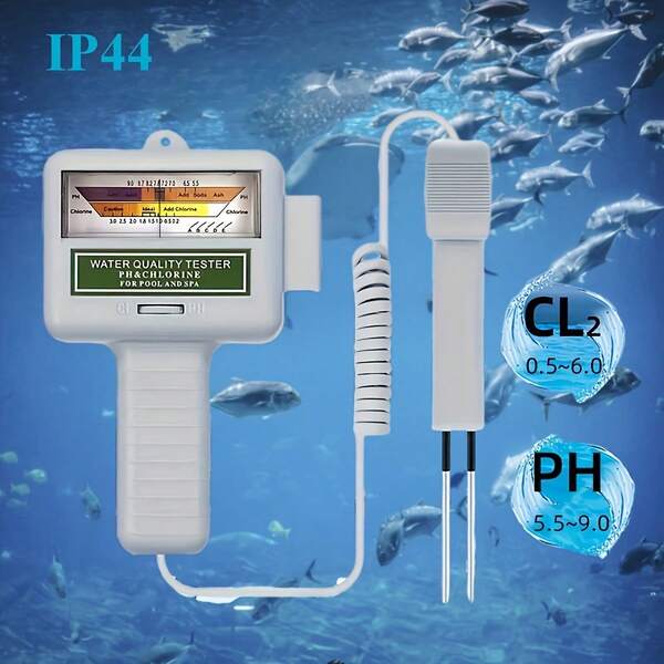 2-In-1 CL2/PH Meter, With Electrode, Plastic Material, Accuracy 0.1, Battery Powered (AA Batteries Not Included), Operating Voltage ≤36V, No Assembly Required - Suitable For Home And Laboratory Use - Ideal Gift For Aquarium And Pool Owners