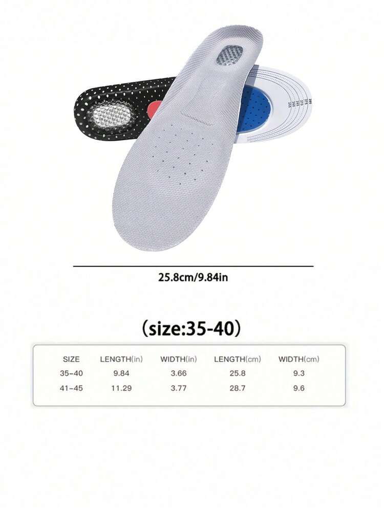 1 Pair Unisex Shock-Absorbing, Odor-Resistant, Arch Support Sports Insoles - Grey - View 5