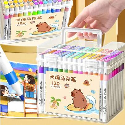 亚克力马克笔，艺术 DIY 涂鸦笔，彩色绘画水彩艺术马克笔套装，用于丙烯艺术绘画，防水快干，适合学生涂鸦、教师和学校使用（款式随机）