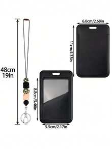 1pc Cute Leopard Print Silicone Bead Teacher Lanyard For ID Card Holder, Keychain And Key, Black And White Gray Neck Keychain Silicone Bead With Cell Phone Lanyard, Good Gift For Women, Students And Office Workers