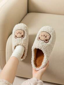 Damen süße Cartoon Bär Plüsch Hausschuhe, rutschfest, verschleißfest und bequem warm für Herbst/Winter zum Tragen in Innenräumen