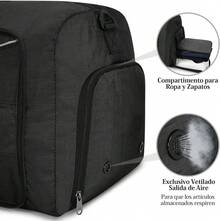 Maleta Deportiva 2 piezas con 1 neceser Maleta Deportiva Hombre Gran Capacidad Maleta Gym Impermeable Bolsa de Viaje Negro 100L - Negro - Ver 12
