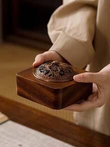 1pc Solid Walnut Wood Incense Burner - Dragon & Phoenix Lid Walnut Wood Zen Tea Ceremony Incense Burner Home Decor Chinese Style Indoor Agarwood Incense Stick Holder With Perforated Lid - Multicolor - View 9