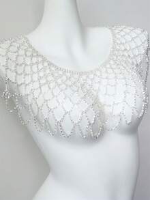 时尚水晶网状多层肩链，休闲百搭 - 銀色 - 查看 3