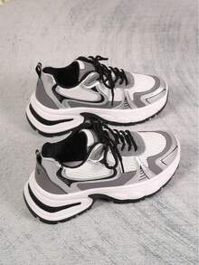 Women's Casual Sneakers, Thick Sole, Breathable, Suitable For All Seasons - Silver - View 2
