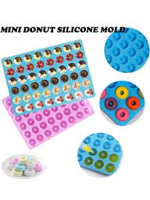 48 Cavity Mini Donut Shapes Silicone Mold DIY Soap Candle Making Supplies - Blue - View 5