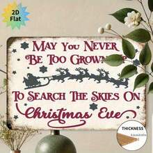 1件2D扁平铁艺墙饰 - “圣诞夜，你永远不会太老而无法仰望星空”趣味节日装饰，适用于家居、酒吧、咖啡馆或俱乐部 - 8英寸x12英寸，易于悬挂，无需电源，圣诞墙饰 | 趣味墙饰 | 扁平铁艺墙饰，2D扁平 - 彩色 - 查看 5