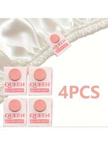 GIURKUU 4pcs Queen/King Size Bed Sheet Labels, Easy To Use, Machine Washable, For Size Identification