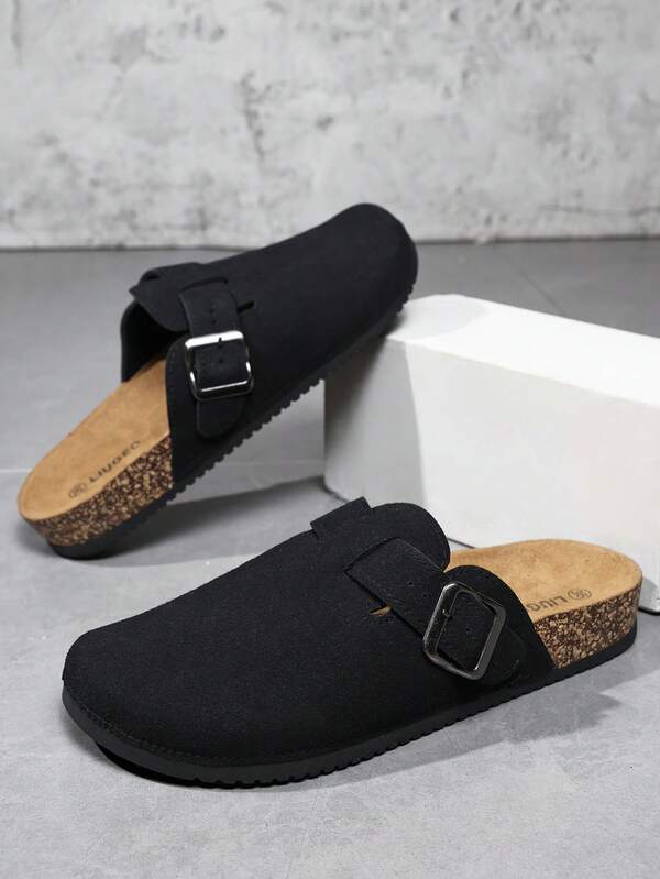 Casual Men Beach Mule Sandals, Slip-On Soft Wooden Clogs, Summer Couples Flip Flops, Plus Size Office Indoor Slides