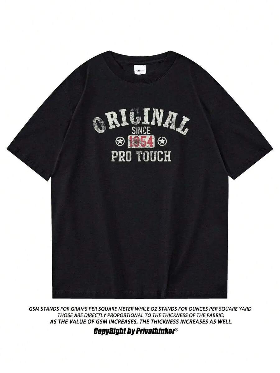 PRIVATHINKER Camiseta Gráfica Vintage 1954 para Hombres - Oversized 100% Algodón Ajuste Relajado Cuello Redondo Manga Corta con Impresión Original 1954, Atuendo Casual de Verano, Ropa de Calle Retro Oversized, Lavable a Máquina, Diseño Vintage Blanco y Negro para Hombres, Cuello Redondo de Ajuste Holgado con Impresión de Transferencia de Calor Digital, Tejido Transpirable para Actividades al Aire Libre, Silueta Relajada para Salidas Casuales - Negro - Ver 1
