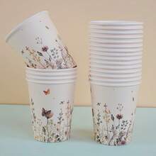 10/50/100pcs Floral Patterned 9oz Paper Cups, Flower Theme Disposable Bathroom Cups, Rinse Cups, Paper Cups, Disposable Drinking Cups For Party, Home And Office Use, Gifts For Guests, Friends, Disposable Coffee Cups, Water Cups, Juice Cups, Candy Snack Cups, Bridal Shower Favors, Party Supplies, Suitable For Various Festivals And Parties, Party Decorations - Multicolor - View 2