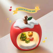 Luz nocturna en forma de casa de manzana navideña, con tres niveles de ajuste de brillo y luces LED recargables por USB, se puede colgar y decorar en la mesa, adecuada para iluminación de ambiente en dormitorio, sala de estar, regalos de Navidad y cumpleaños