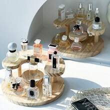 1pc Wooden Vertical Storage Rack, Multi-Tier Display Stand For Cakes, Snacks, Figurines, Perfumes, Home Use