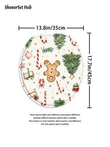 1/3/4pcs Wite Gingerbread For Man Christmas Tree Crutch Candy Shower Curtain Bathroom Set, Waterproof And Wear-Resistant Accessories,With 12 Hooks - Includes Toilet Seat Cover, Bath Mats, And Rugs - Non-Slip Polyester Fabric - Washable - Perfect For Holiday Decor,Home/Bedroom/House/Western Decor, - Multicolor - View 11