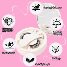 1对磁性假睫毛，自然交叉磁性假睫毛，分段式假睫毛，可重复使用，易于佩戴和卸除，女士适用 - 自然纖長款 - 查看 5