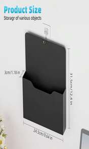 2 Pack Magnetic File Holder - Paper Holder, Pocket Organizer,Hanging Wall File Organizer Office Supplies Storage, Magazine Mail Organizer Case For Notebooks,Planners,Letter (Black) - MàuD - Xem 2