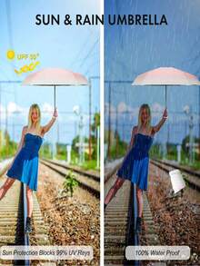 1pc Gradient Color Mini Ultralight Folding Umbrella, UV Protection Windproof Portable Travel Umbrella (Suitable For Hiking/Pocket), Mini Travel Sun Umbrella, Compact Portable Sunshade, Suitable For Leisure Travel, Commuting, Daily Use, Outdoor Activities In Rain And Shine