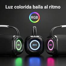 M TK MOVETECK Altavoz Bluetooth 5.3, 8W*2 Altavoz Bluetooth Potente con Luz LED de Color, Bajos Potentes y Agudos Claros 2H de Reproducción Bluetooth Speaker,con Emparejamiento TWS,TarjetaTF, AUX, Altavoz Estéreo Inalámbrico Verdadero Adecuado Para Uso En Interiores y Exteriores. 0452142 - Negro - Ver 2