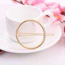 1 Piece / Retro Simple Round Side Clip, Geometric Hairpin Top Clip Hairpin Head Clip - Vàng - Xem 3