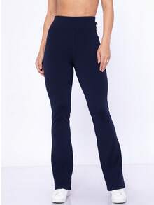 Women's Suplex Flare Pants High Waist Ballerina Bell Bottom Gym Fitness Casual - 藏蓝色 - 查看 1