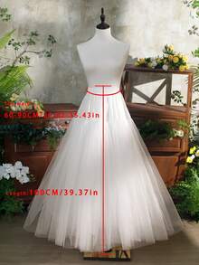 4 层白色天然薄纱衬裙，柔软洛丽塔 A 字长裙衬裙，新娘礼服衬裙，无缝无钢圈 - 白色 - 查看 6