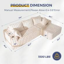 MAXYOYO 104" Modular Sectional Sofa With L-Shaped Chaise,Modern Boneless Cloud Feel Plush Couch For Living Room,Apartment And Home Theater,No Assembly Required - Màu be - Xem 3