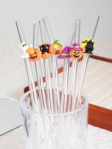 1PC/4PCS/7PCS Set Sedotan Ajaib Edisi Terbatas Halloween | Nakal + Kastil Berhantu + Kucing Hitam Misterius | Dapat Digunakan Kembali untuk Minuman Panas & Dingin | Perlengkapan Pesta yang Wajib Dimiliki! - Clear - View 8