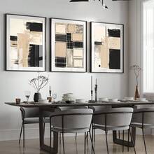 3 sztuki nieoprawionego wydruku na płótnie, nowoczesna sztuka ścienna na płótnie – jasnobrązowy abstrakcyjny obraz, minimalistyczny tryptyk, plakat, dekoracja ścienna do domu, idealny do salonu, sypialni, biura, kuchni, jadalni, baru, kreatywny prezent, drukowany artystyczny obraz ścienny