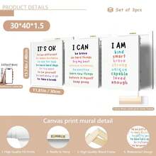 3 件/套帆布挂件，[没关系，我可以，3 张正能量语录海报或帆布印刷品，正能量语录海报，儿童教室励志墙贴，极简主义墙面装饰] 帆布墙艺术，时髦女孩艺术，励志语录艺术，家居装饰， - 彩色 - 查看 15