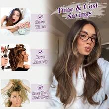 FESHFEN Clip-In Extensions, 50 Cm Wavy Clip-In Hair Extensions Blonde For Women, 5 Pieces, Natural Hair Extensions, Synthetic Hairpiece, Hair Extensions - Brown with honey blonde - 查看 3