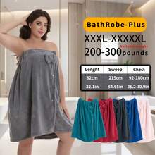 浴袍套装 XXL-XXXXXL - 2 件套超大浴裙和浴帽 + 82x215cm 珊瑚绒浴巾 | 超强吸水，可调节尺寸，适用于居家、旅行、桑拿、水疗淋浴，也适用于美容院、酒店、运动、家居用品、毛巾、护肤 - 彩色 - 查看 4