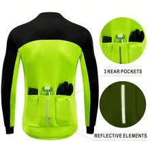 LEOPATRIX Men's Cycling Jacket, Warm And Windproof Long Sleeve Fleece Cycling Jacket With 3 Rear Pockets, Winter - Yellow - View 3