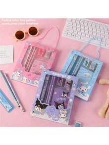 Sanrio Stationery Gift Set For Boys And Girls, Kuromi School Supplies For Elementary Students - Pencils, Erasers, Pencil Sharpener, (The Gift Box Design And Color May Vary Due To Different Production Batches)