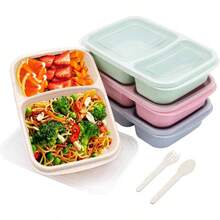 5 Pack Bento Lunch Box, 4 Compartment Snack Containers, Divided Snack Box, Meal Prep Lunch Containers ToddleAdults, Food Storage Containers School, Work And Travel - 2隔間-多色 - 查看 1
