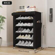 Yi Youyuan 6/8/10 Tier Black Metal Frame Shoe Rack With Breathable Cloth - No Assembly Required, Sturdy Stainless Steel Storage Design For Shoe Organizer - Space Saving Design, Suitable For Home, Dorm, Store - Freestanding, Easy To Install, Durable, Small Footprint Shoe Rack, Space Saving Shoe Shelf, Wardrobe Shoe Rack, Covered Shoe Rack, Home Organization, Dorm Essential, Freestanding Organizer, Compact Design, Durable Structure, Multi-Tier Shelves - Black - View 8