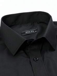 Rand paul Men's Slim Fit Long Sleeve Dress Shirt With Pocket In Fresh Viscose, Easy To Iron And Wrinkle-Free For Office And Casual Wear - 黑色 - 查看 3