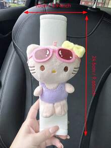 Sanrio Hello Kitty Cute Seatbelt Shoulder Pad Protector, Soft Material, Cartoon Adorable Car Seat Decor For Women